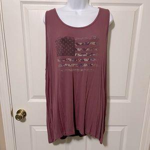 Maurice’s 3 American flag distressed floral tank